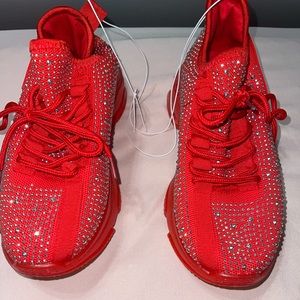 Red sequin tennis shoes